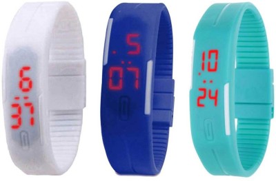 NS18 Silicone Led Magnet Band Combo of 3 White, Blue And Sky Blue Digital Watch  - For Boys & Girls   Watches  (NS18)