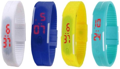 NS18 Silicone Led Magnet Band Watch Combo of 4 White, Blue, Yellow And Sky Blue Digital Watch  - For Couple   Watches  (NS18)