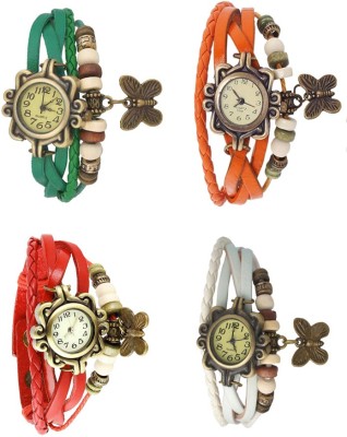 NS18 Vintage Butterfly Rakhi Combo of 4 Green, Red, Orange And White Analog Watch  - For Women   Watches  (NS18)