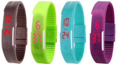 

Kissu Led Magnet Band Combo of 4 Brown, Green, Sky Blue And Purple Watch - For Men & Women
