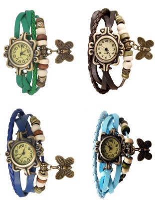NS18 Vintage Butterfly Rakhi Combo of 4 Green, Blue, Brown And Sky Blue Analog Watch  - For Women   Watches  (NS18)