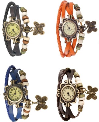 NS18 Vintage Butterfly Rakhi Combo of 4 Black, Blue, Orange And Brown Analog Watch  - For Women   Watches  (NS18)