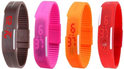 NS18 Silicone Led Magnet Band Watch Combo of 4 Brown, Pink, Orange And Red Digital Watch  - For Couple   Watches  (NS18)
