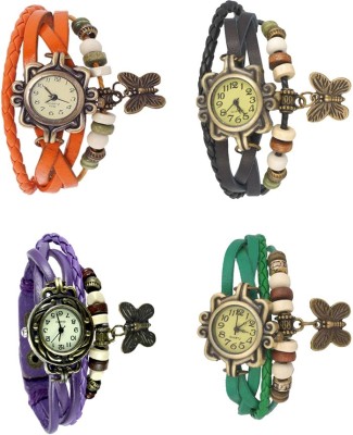 NS18 Vintage Butterfly Rakhi Combo of 4 Orange, Purple, Black And Green Analog Watch  - For Women   Watches  (NS18)