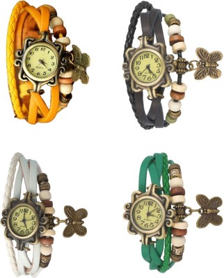 NS18 Vintage Butterfly Rakhi Combo of 4 Yellow, White, Black And Green Analog Watch  - For Women   Watches  (NS18)