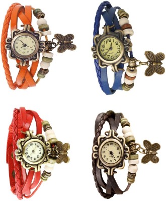 NS18 Vintage Butterfly Rakhi Combo of 4 Orange, Red, Blue And Brown Analog Watch  - For Women   Watches  (NS18)
