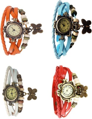 NS18 Vintage Butterfly Rakhi Combo of 4 Orange, White, Sky Blue And Red Analog Watch  - For Women   Watches  (NS18)