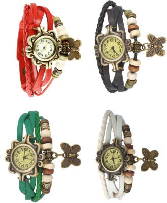 NS18 Vintage Butterfly Rakhi Combo of 4 Red, Green, Black And White Analog Watch  - For Women   Watches  (NS18)