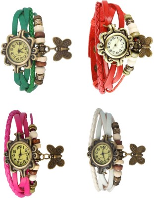 NS18 Vintage Butterfly Rakhi Combo of 4 Green, Pink, Red And White Analog Watch  - For Women   Watches  (NS18)