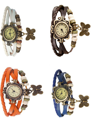 

NS18 Vintage Butterfly Rakhi Combo of 4 White, Orange, Brown And Blue Watch - For Women