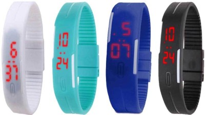 NS18 Silicone Led Magnet Band Combo of 4 White, Sky Blue, Blue And Black Digital Watch  - For Boys & Girls   Watches  (NS18)