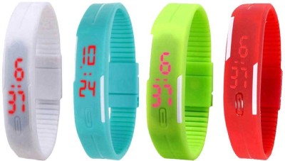 NS18 Silicone Led Magnet Band Watch Combo of 4 White, Sky Blue, Green And Red Digital Watch  - For Couple   Watches  (NS18)