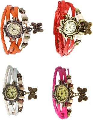 NS18 Vintage Butterfly Rakhi Combo of 4 Orange, White, Red And Pink Analog Watch  - For Women   Watches  (NS18)