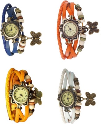 NS18 Vintage Butterfly Rakhi Combo of 4 Blue, Yellow, Orange And White Analog Watch  - For Women   Watches  (NS18)