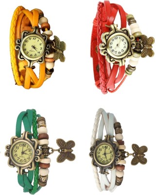 NS18 Vintage Butterfly Rakhi Combo of 4 Yellow, Green, Red And White Analog Watch  - For Women   Watches  (NS18)