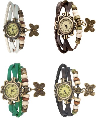 NS18 Vintage Butterfly Rakhi Combo of 4 White, Green, Brown And Black Analog Watch  - For Women   Watches  (NS18)