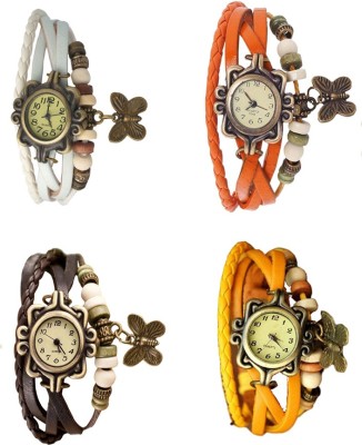 NS18 Vintage Butterfly Rakhi Combo of 4 White, Brown, Orange And Yellow Analog Watch  - For Women   Watches  (NS18)