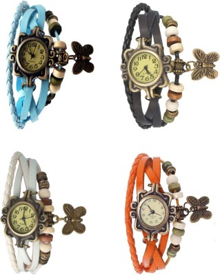 NS18 Vintage Butterfly Rakhi Combo of 4 Sky Blue, White, Black And Orange Analog Watch  - For Women   Watches  (NS18)