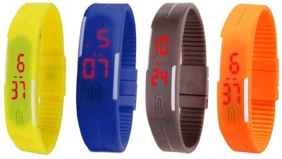 NS18 Silicone Led Magnet Band Combo of 4 Yellow, Blue, Brown And Orange Digital Watch  - For Boys & Girls   Watches  (NS18)