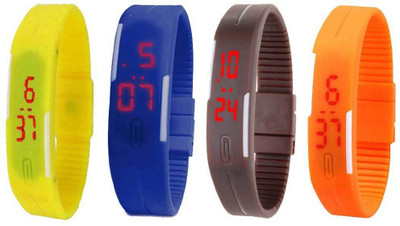 

Kissu Led Magnet Band Combo of 4 Yellow, Blue, Brown And Orange Watch - For Men & Women