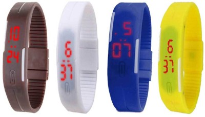 NS18 Silicone Led Magnet Band Combo of 4 Brown, White, Blue And Yellow Digital Watch  - For Boys & Girls   Watches  (NS18)