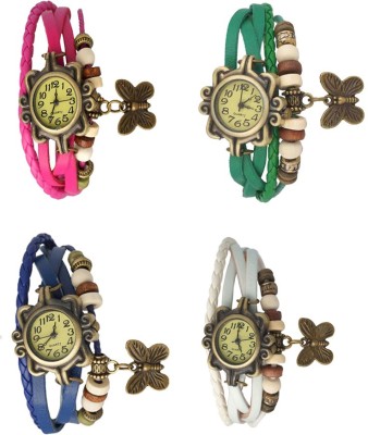 NS18 Vintage Butterfly Rakhi Combo of 4 Pink, Blue, Green And White Analog Watch  - For Women   Watches  (NS18)