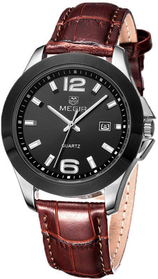 

Megir Gmarks-5006-Black dial leather Executive Watch - For Men