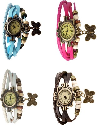 NS18 Vintage Butterfly Rakhi Combo of 4 Sky Blue, White, Pink And Brown Analog Watch  - For Women   Watches  (NS18)