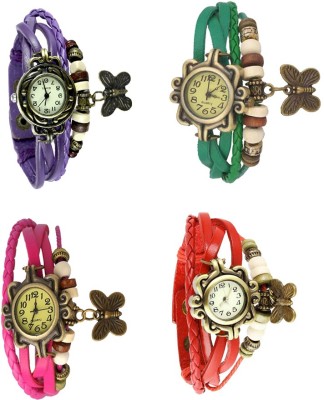 NS18 Vintage Butterfly Rakhi Combo of 4 Purple, Pink, Green And Red Analog Watch  - For Women   Watches  (NS18)