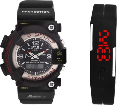 S Shock SF -102 DUEL TIME +LED Analog-Digital Watch  - For Boys   Watches  (S Shock)