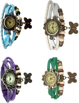 NS18 Vintage Butterfly Rakhi Combo of 4 Sky Blue, Purple, White And Green Analog Watch  - For Women   Watches  (NS18)