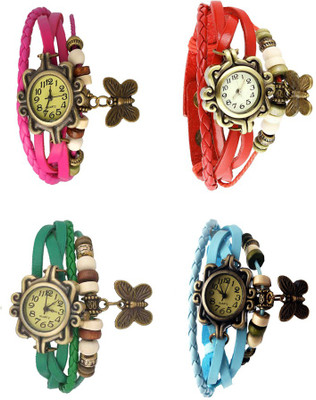 

Kissu Vintage Rakhi Combo of 4 Pink, Green, Red And Sky Blue Watch - For Women