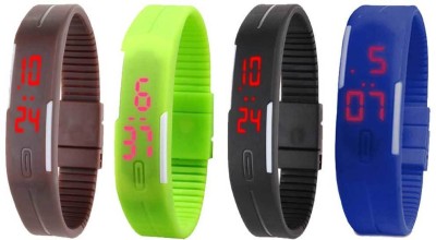 NS18 Silicone Led Magnet Band Combo of 4 Brown, Green, Black And Blue Digital Watch  - For Boys & Girls   Watches  (NS18)