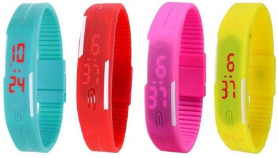 NS18 Silicone Led Magnet Band Combo of 4 Sky Blue, Red, Pink And Yellow Digital Watch  - For Boys & Girls   Watches  (NS18)