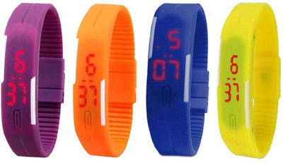 

Kissu Led Magnet Band Combo of 4 Purple, Orange, Blue And Yellow Watch - For Men & Women