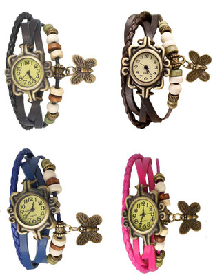 

Kissu Vintage Rakhi Combo of 4 Black, Blue, Brown And Pink Watch - For Women