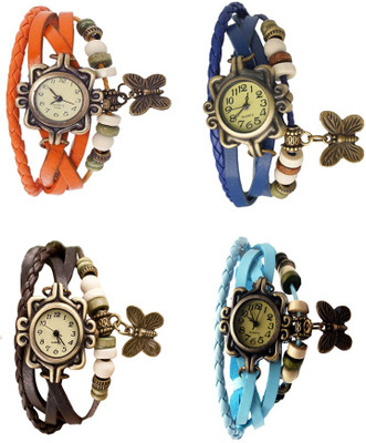 

NS18 Vintage Butterfly Rakhi Combo of 4 Orange, Brown, Blue And Sky Blue Watch - For Women