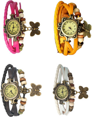 

Kissu Vintage Rakhi Combo of 4 Pink, Black, Yellow And White Watch - For Women