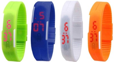 NS18 Silicone Led Magnet Band Combo of 4 Green, Blue, White And Orange Digital Watch  - For Boys & Girls   Watches  (NS18)