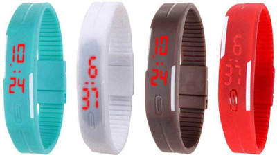 

Kissu Led Magnet Band Combo of 4 Sky Blue, White, Brown And Red Watch - For Men & Women