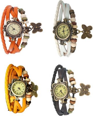

Kissu Vintage Rakhi Combo of 4 Orange, Yellow, White And Black Watch - For Women