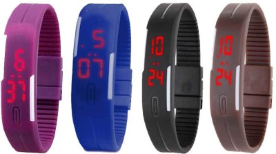 NS18 Silicone Led Magnet Band Combo of 4 Purple, Blue, Black And Brown Digital Watch  - For Boys & Girls   Watches  (NS18)