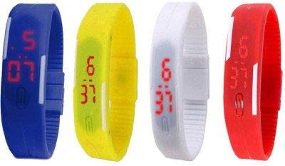 NS18 Silicone Led Magnet Band Watch Combo of 4 Blue, Yellow, White And Red Digital Watch  - For Couple   Watches  (NS18)