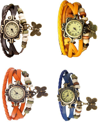 

NS18 Vintage Butterfly Rakhi Combo of 4 Brown, Orange, Yellow And Blue Watch - For Women