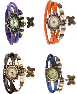NS18 Vintage Butterfly Rakhi Combo of 4 Purple, Brown, Orange And Blue Analog Watch  - For Women   Watches  (NS18)