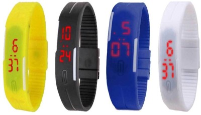 NS18 Silicone Led Magnet Band Combo of 4 Yellow, Black, Blue And White Digital Watch  - For Boys & Girls   Watches  (NS18)