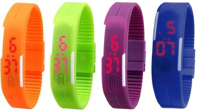 NS18 Silicone Led Magnet Band Combo of 4 Orange, Green, Purple And Blue Digital Watch  - For Boys & Girls   Watches  (NS18)