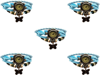

Kissu Vintage Rakhi Combo of 5 Sky Blue Watch - For Women
