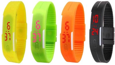 NS18 Silicone Led Magnet Band Combo of 4 Yellow, Green, Orange And Black Digital Watch  - For Boys & Girls   Watches  (NS18)