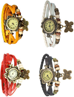 

Kissu Vintage Rakhi Combo of 4 Yellow, Red, White And Black Watch - For Women